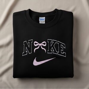 Gildan Black Crew Neck Sweater with Pink Accents